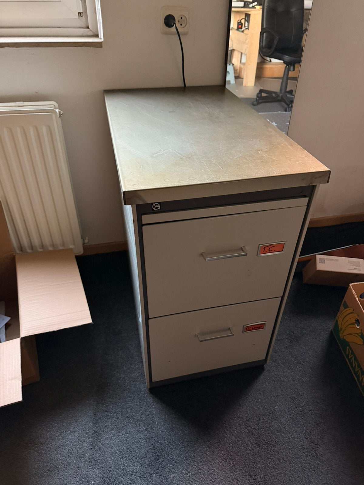 Vintage Gispen hangmappenkast – industriële archiefkast, Gebruikt, Vintage, Meerdere deuren, Minder dan 100 cm