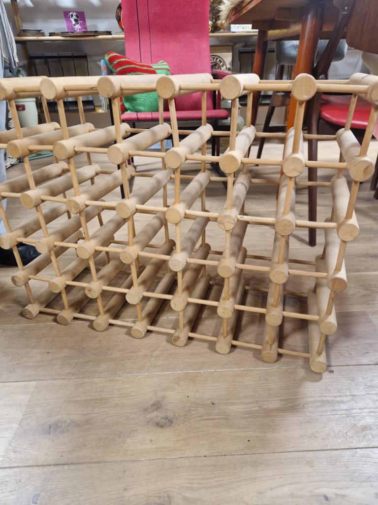 Vintage Wijnrek Richard Nissen - Hout - Deens Design, Gebruikt, 15 tot 25 flessen, Onbekend, Ophalen of Verzenden