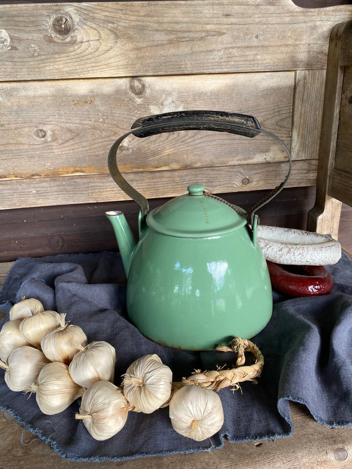 Vintage gietijzeren reseda groene ketel, Ophalen of Verzenden