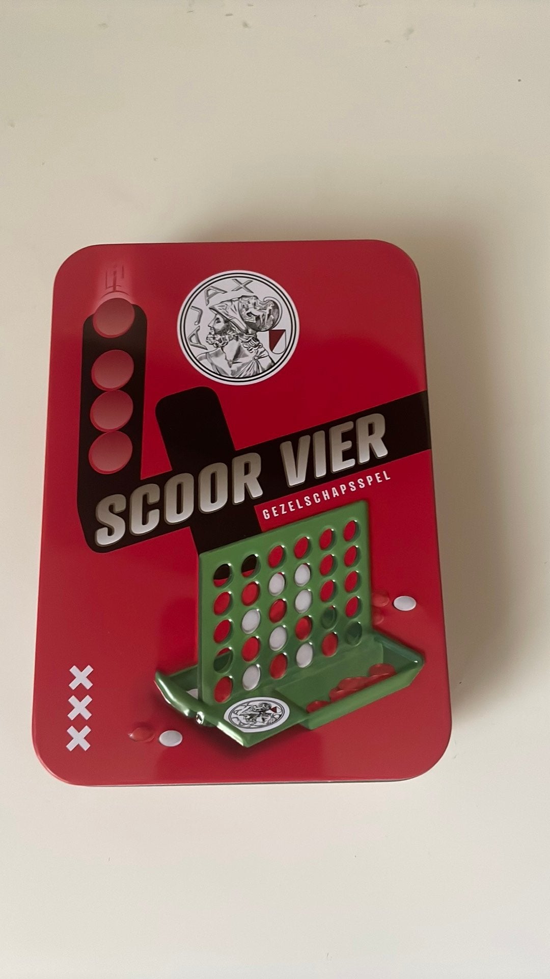 Ajax Scoor Vier Gezelschapsspel + Douchegel Nieuw, Hobby en Vrije tijd, Gezelschapsspellen | Kaartspellen, Een of twee spelers