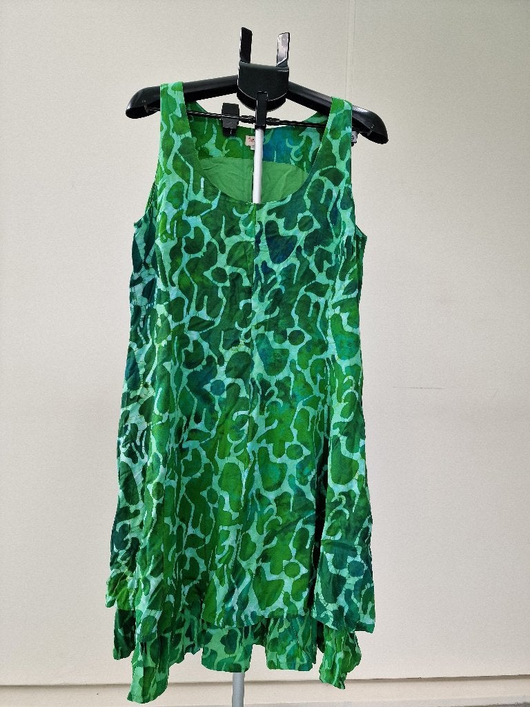 Heart groene jurk XXL 100% katoen gevoerd boho zomerjurk, Maat 46/48 (XL) of groter, Ophalen of Verzenden, Zo goed als nieuw, Onder de knie