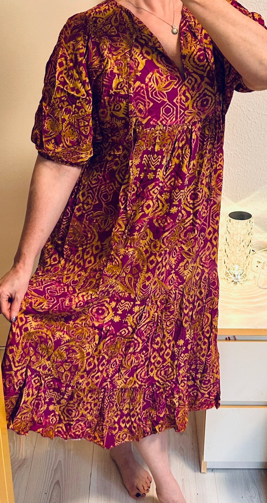 Leuke Boho Ibiza maxi jurk S/M/L katoen nieuwstaat, Maat 38/40 (M), Overige typen, Paars, Ophalen of Verzenden