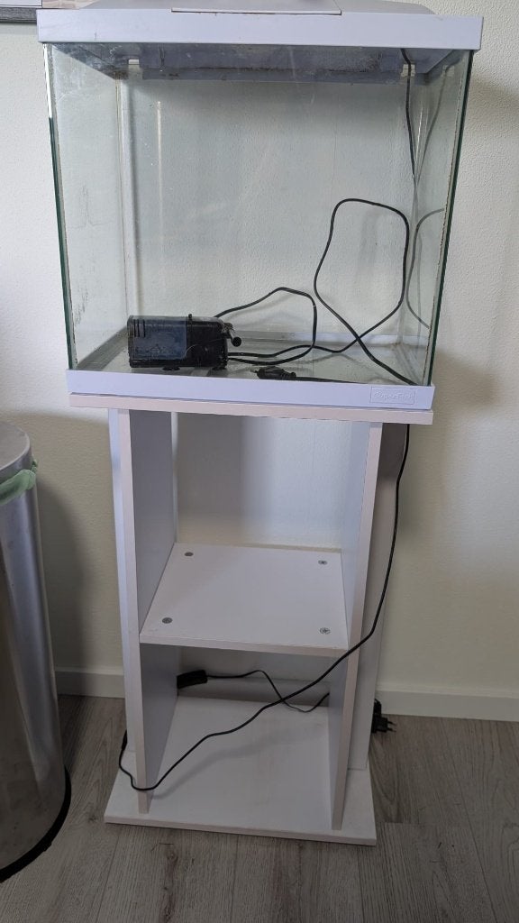Mooi compleet wit aquarium (ca. 55L) incl. meubel en filter, Dieren en Toebehoren, Ophalen, Zo goed als nieuw, Leeg aquarium, Superfish