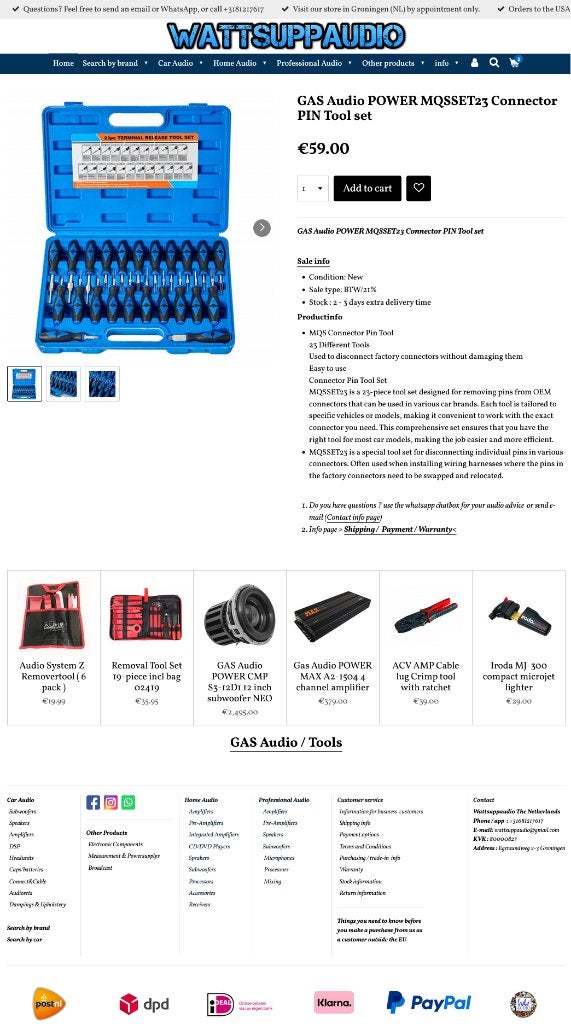 GAS Audio POWER MQSSET23 Connector PIN Tool set, ., Nieuw, Ophalen of Verzenden, .