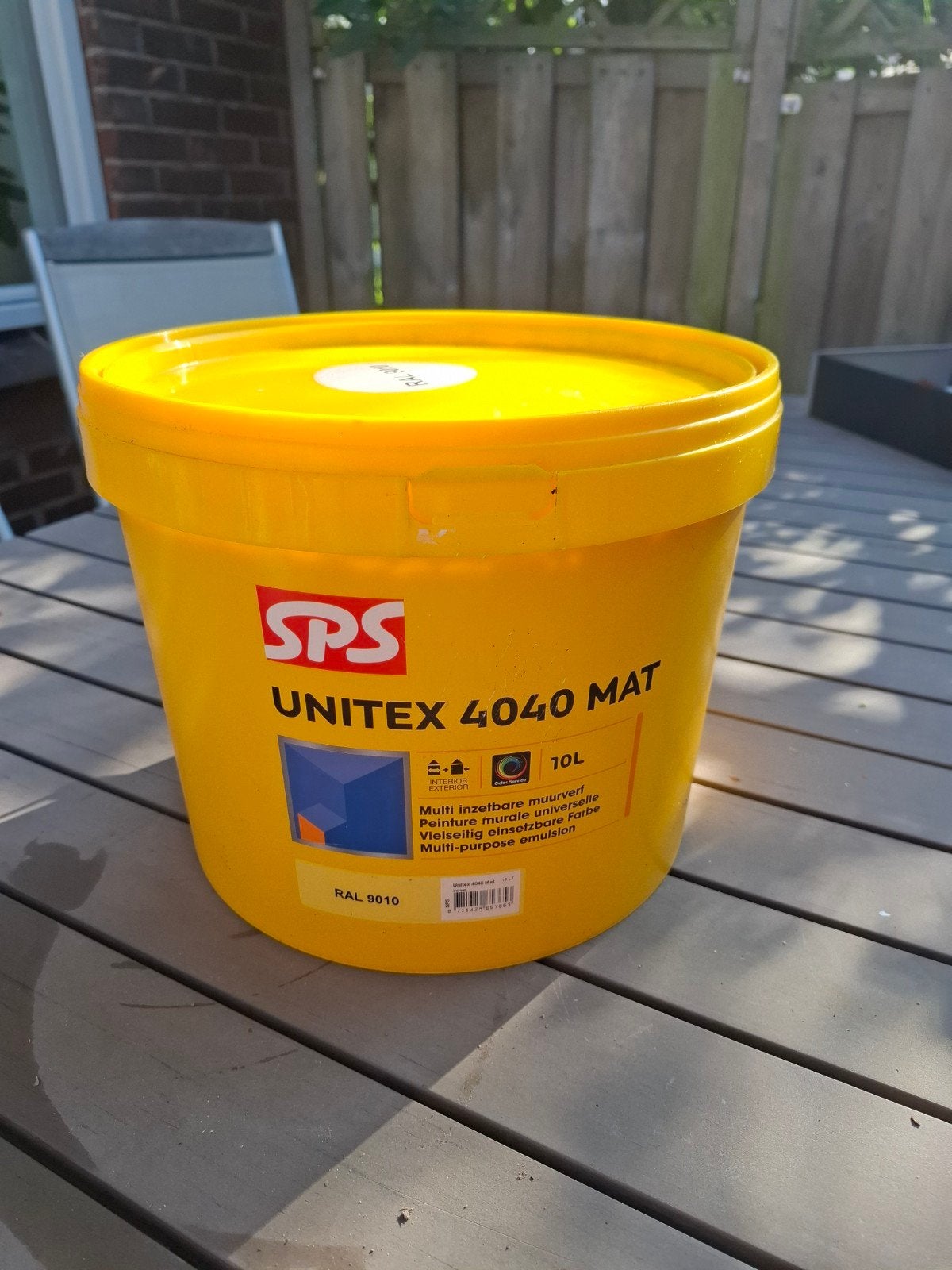 SPS Unitex 4040 Mat Muurverf RAL 9010 - 10 Liter, Ophalen, 5 tot 10 liter, Wit, Nieuw