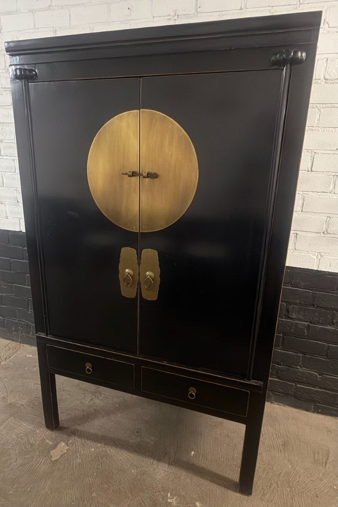 Chinese kast kledingkast Chinees met roede en planken zwart, Gebruikt, 100 tot 150 cm, Ophalen of Verzenden, https://verburgtvintage.nl/#contact