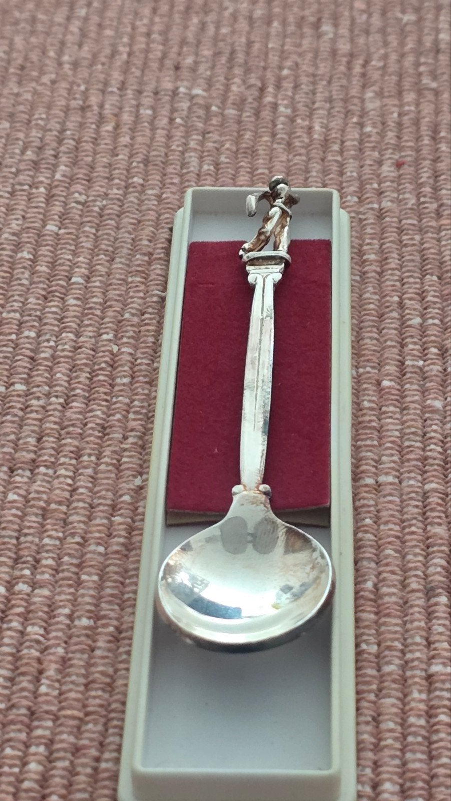 Zilverkleurige decoratieve lepel met figuur, Ophalen of Verzenden