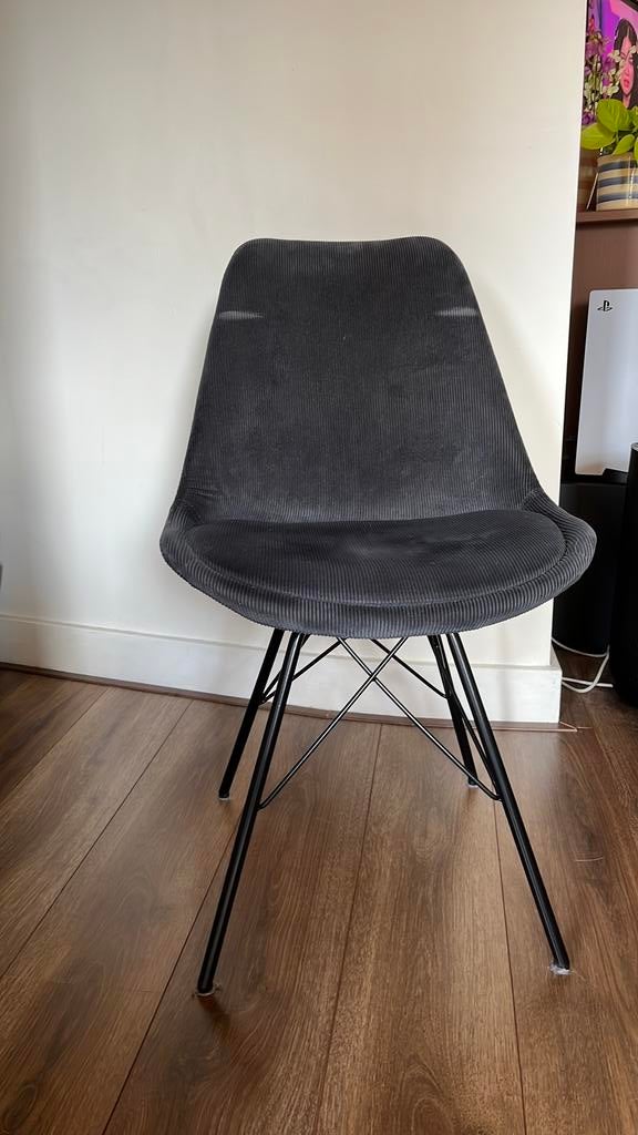 4 grijze eetkamerstoelen, Ophalen, Gebruikt, Vier, Stof