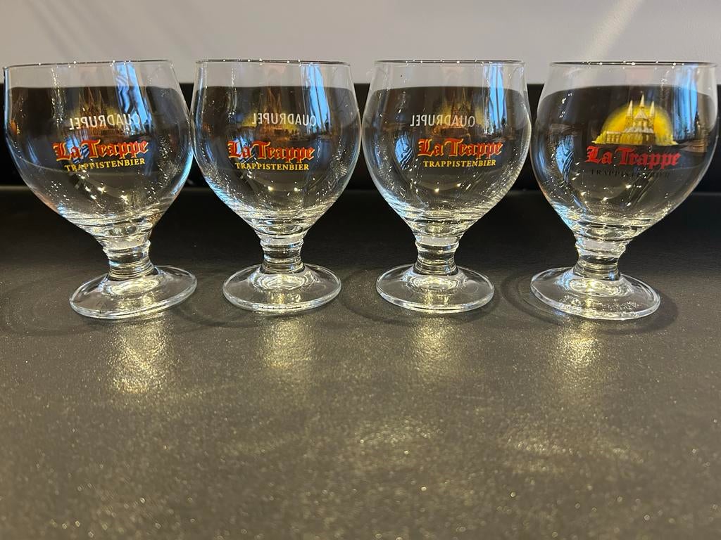 Set van 4 La Trappe Quadrupel bierglazen, Ophalen of Verzenden