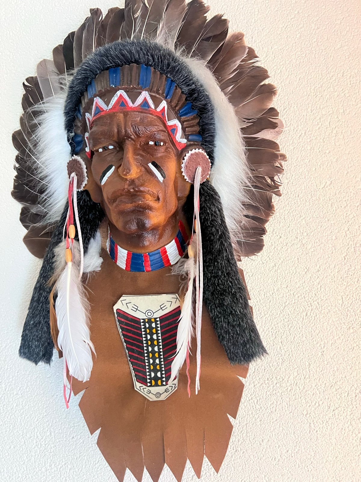 Decoratief Indianenmasker met veren hoofdtooi, Ophalen of Verzenden, Zo goed als nieuw
