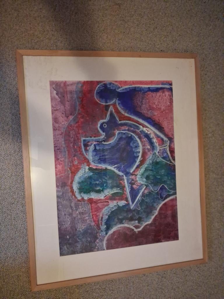 Abstract Kunstwerk in Lijst - Blauw, Rood, Groen, Ophalen