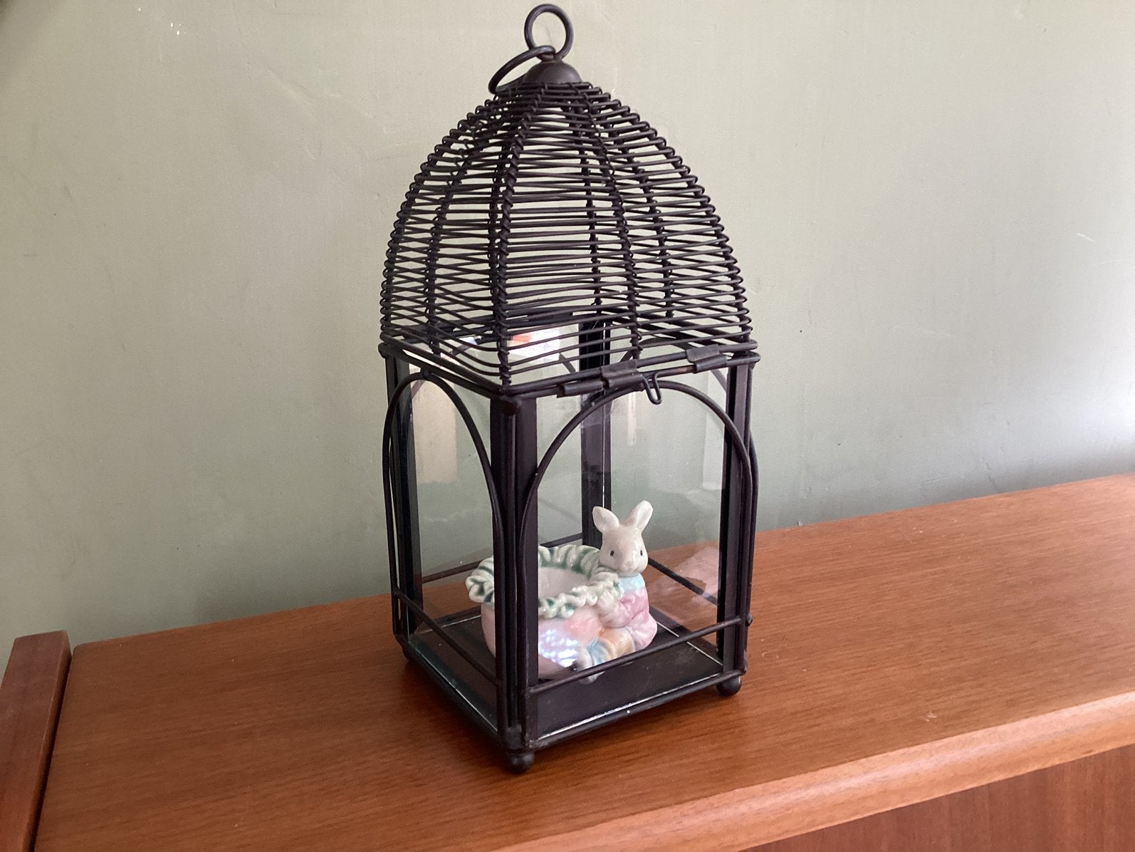 Mini Vogelkooi Vitrine. Draadmodel met Glas., Overige stijlen, Ophalen of Verzenden, Metaal, Gebruikt