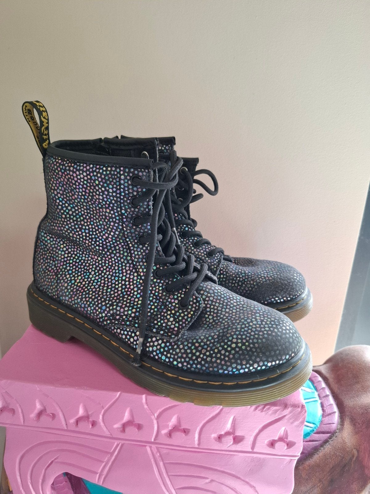 mooie leren dr martens glitters air wair maat 33,5, Kinderen en Baby's, Ophalen of Verzenden, Zo goed als nieuw, Meisje, Schoenen