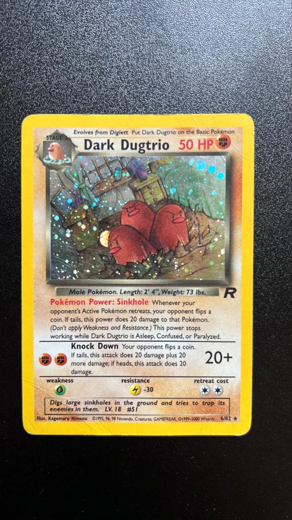 Dark Dugtrio Holo Pokémon Kaart - Team Rocket 6/82, Ophalen of Verzenden, Gebruikt, Losse kaart, Foil