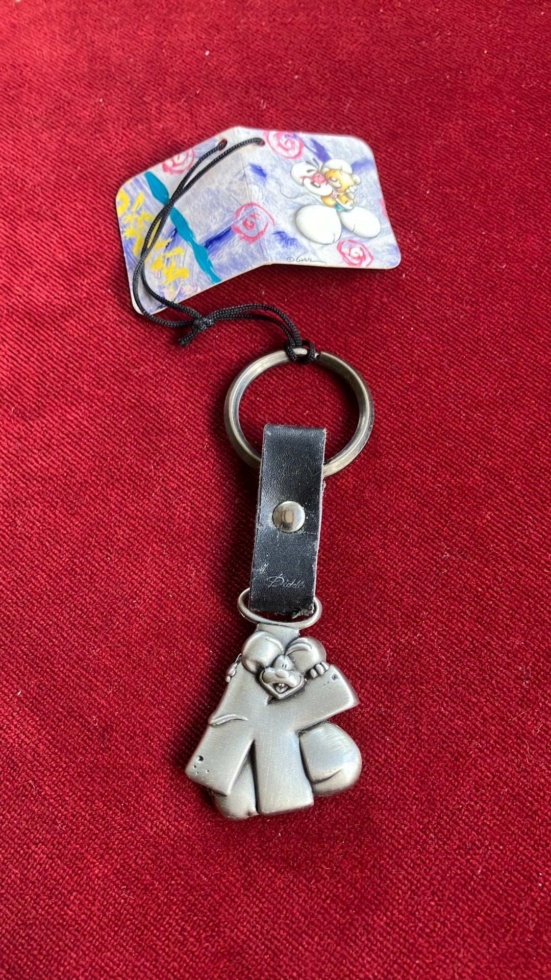 Diddl sleutelhanger met letter K en figuurtje, Verzenden, Gebruikt