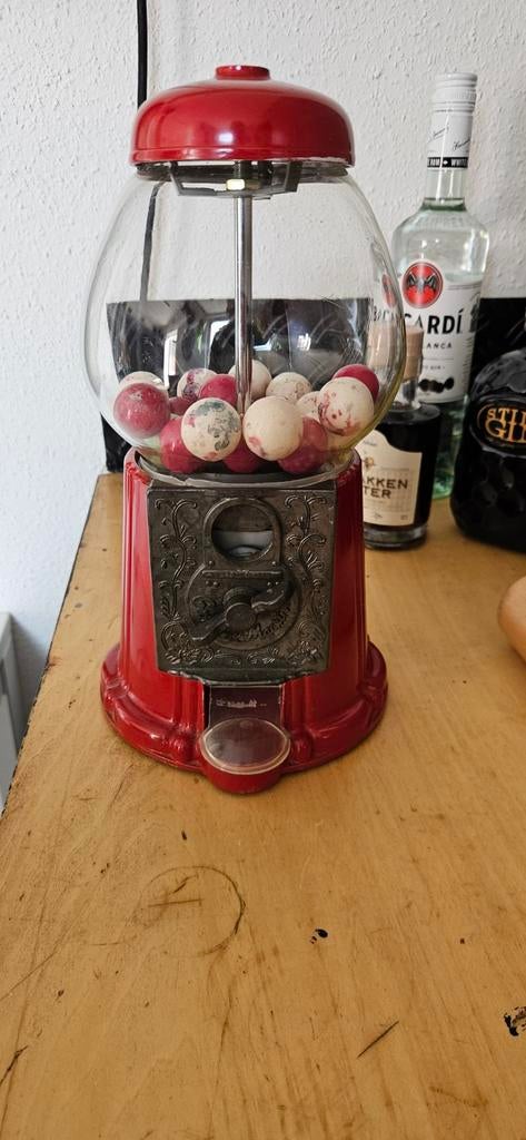 Retro Kauwgomballen Automaat - Glas & Metaal, Ophalen of Verzenden, Gebruikt