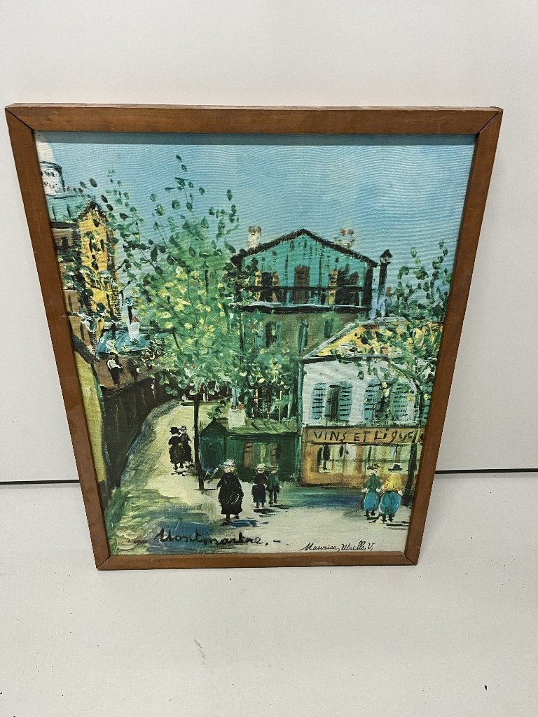 Reproductie Montmartre door Maurice Utrillo, Antiek en Kunst, Ophalen, Doek, Impressionistisch, Gesigneerd
