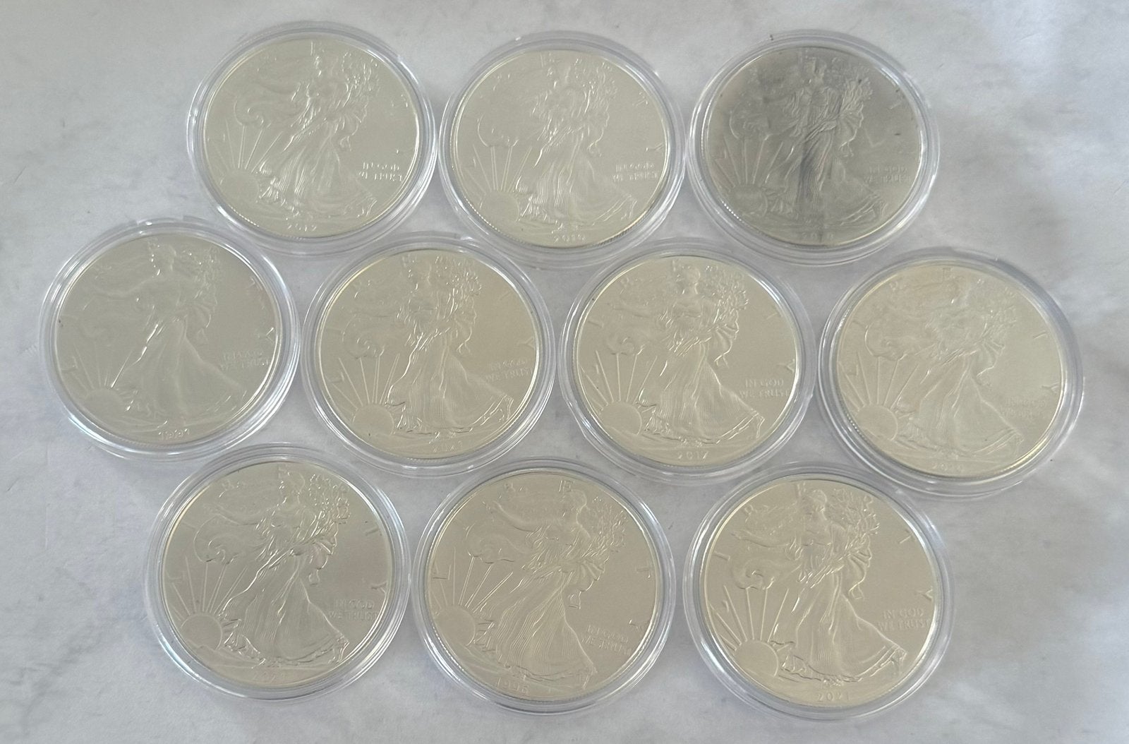10x 1oz American Silver Eagles / 999 zilver, Postzegels en Munten, Munten | Amerika, Ophalen of Verzenden, Noord-Amerika, Zilver