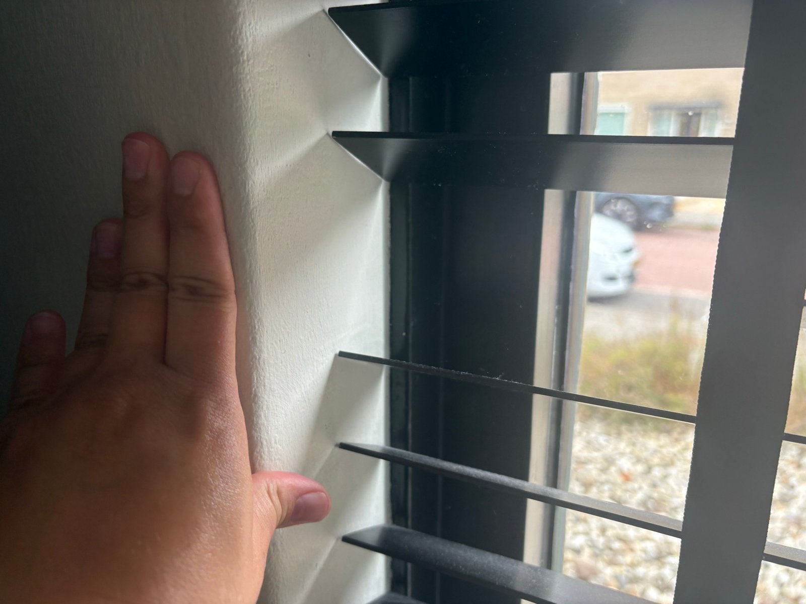 Zwarte houten jaloezieën 240cm breed, Ophalen, Gebruikt, Overige merken, Zwart