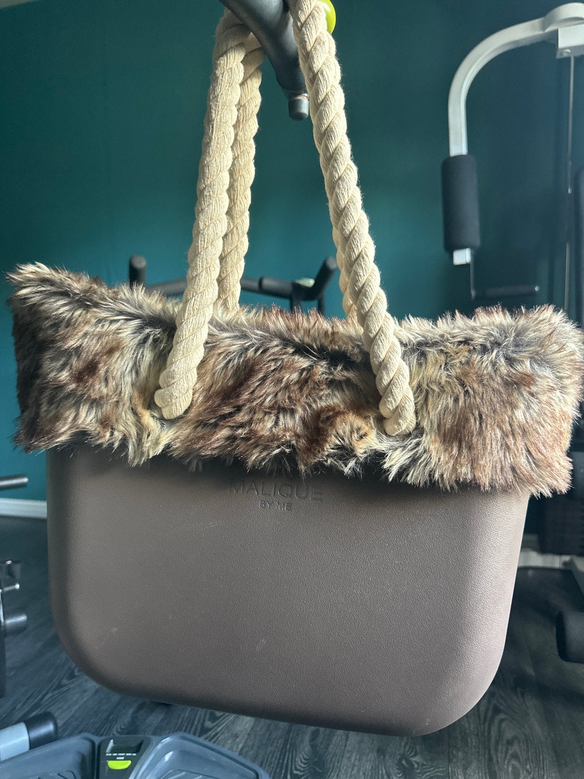 Malique by Me tas met bontrand en touw hengsels, Ophalen of Verzenden, Gebruikt, Bruin, Shopper