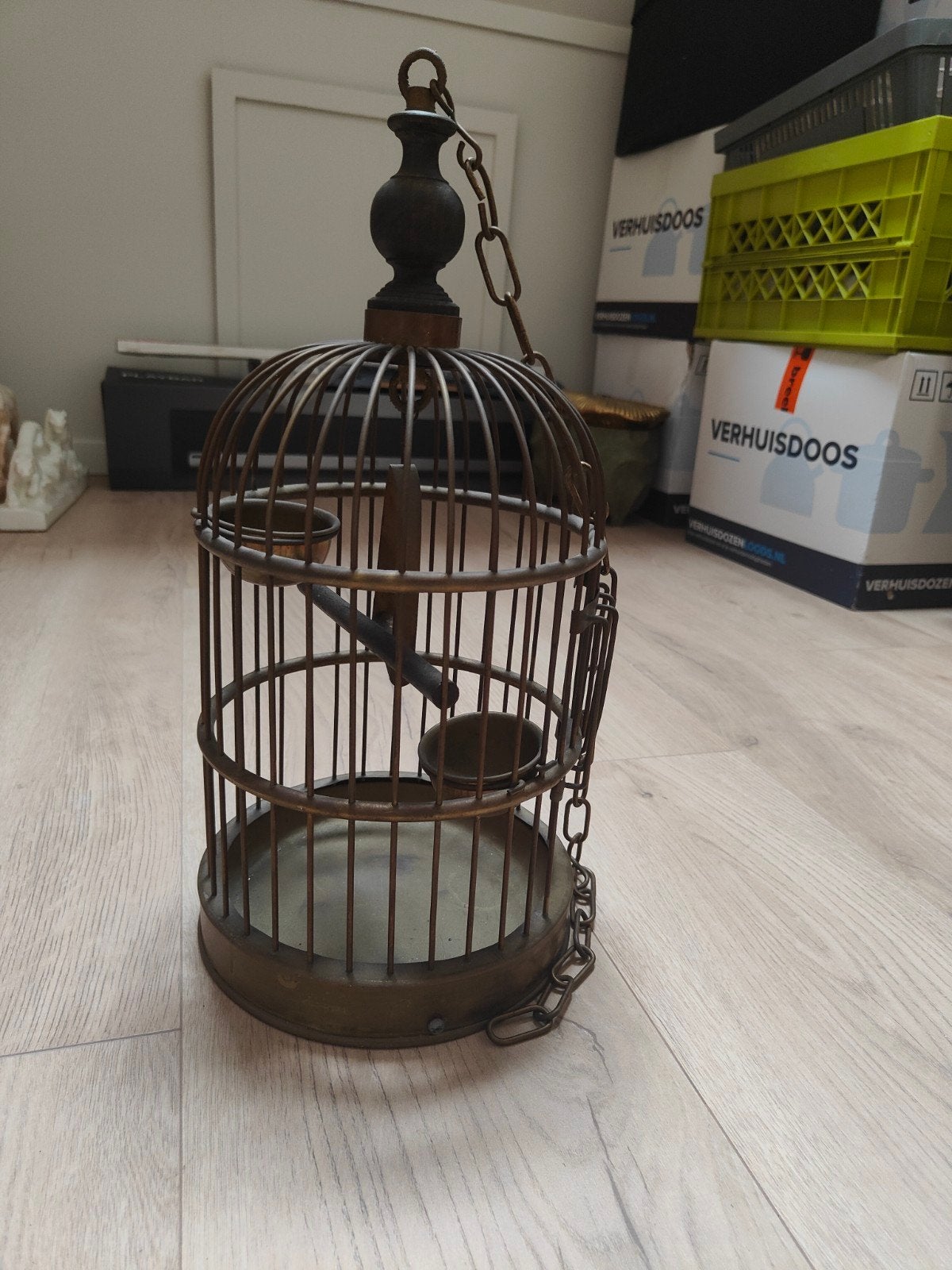 Antieke messing vogelkooi, Ophalen of Verzenden