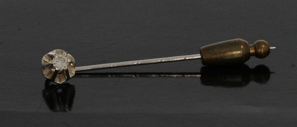 Diamant solitair groot 14k gouden broche speld briljant