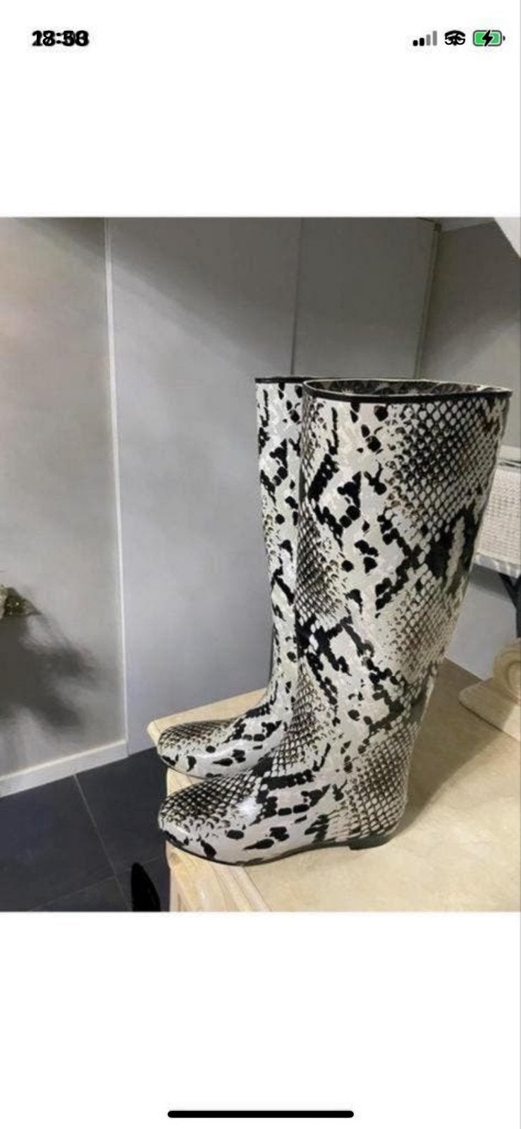Regenlaarzen met Slangenprint 100%rubber nieuw maat 36, Kleding | Dames, Schoenen, Ophalen, Zwart, Nieuw, Regenlaarzen