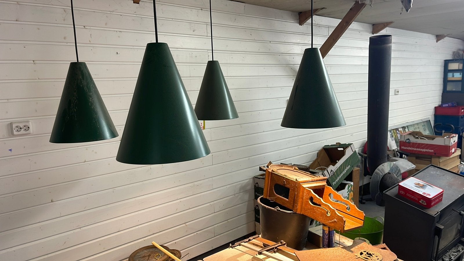 Hanglampen, Ophalen, Zo goed als nieuw, Groen, Rond