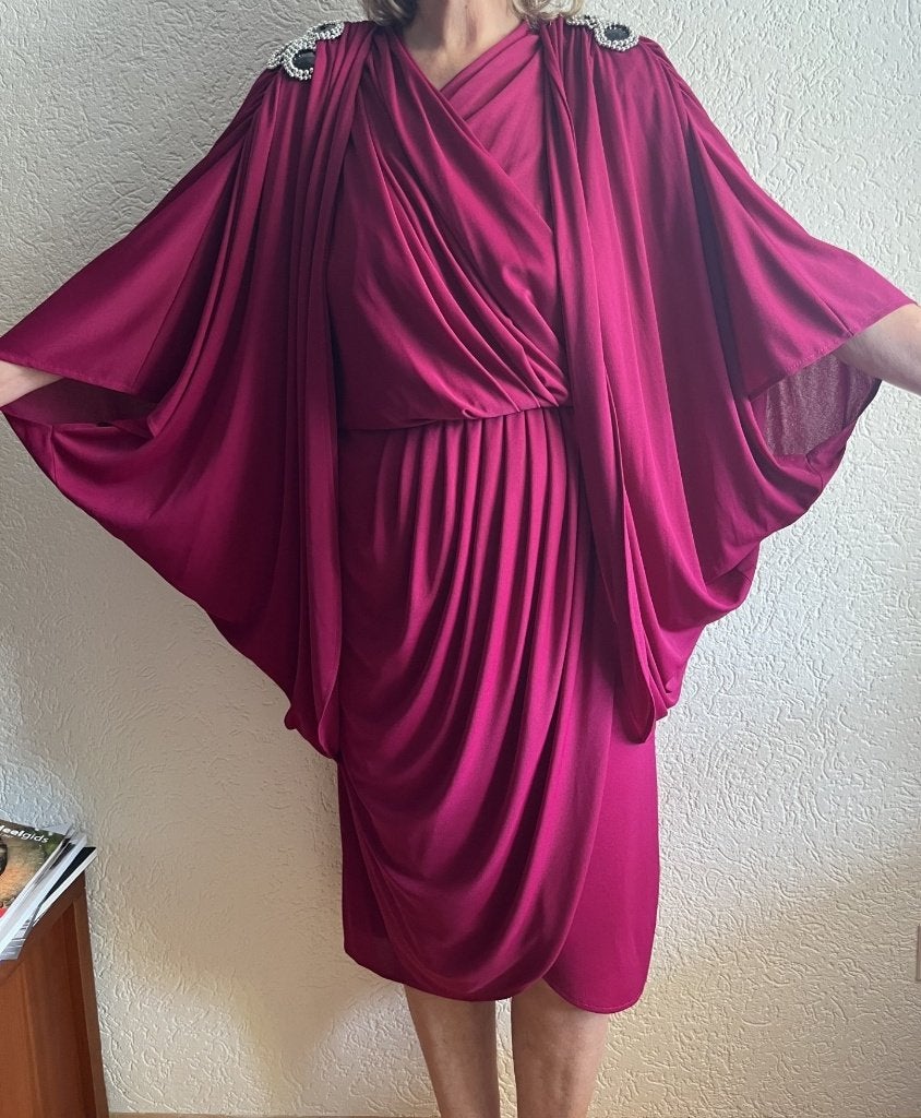 Jahn & Pill 80's cocktailjurk + jasje mt 44 fuchsia VINTAGE, Kleding | Dames, Gelegenheidskleding, Jahn & Pill, Verzenden, Maat 42/44 (L)