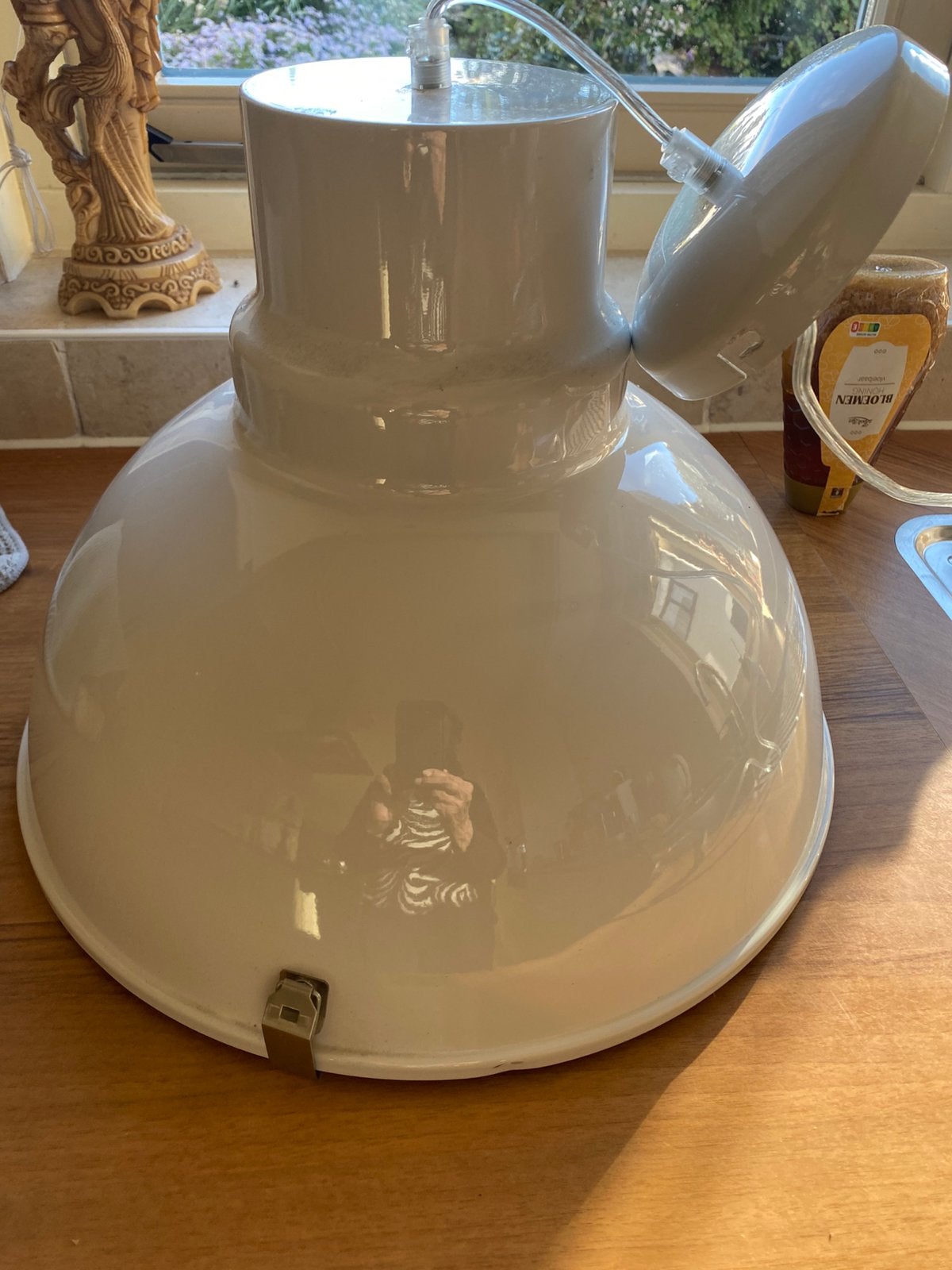 Metalen lamp witkleurig., Ophalen, Zo goed als nieuw, Glas