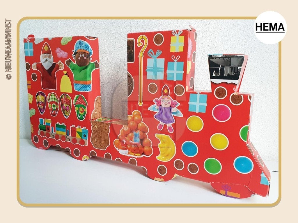 Nostalgische XL HEMA decoratieve trein - karton - rood 75cm, Verzenden, Zo goed als nieuw