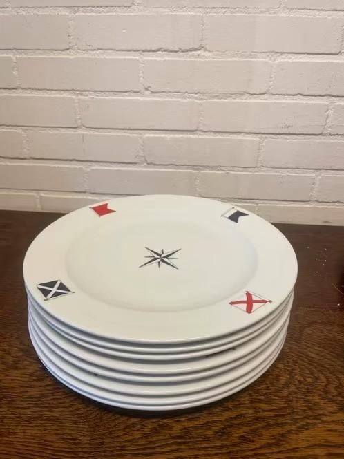 Set van 8 borden, Lighthouse Sea House, maritieme, Huis en Inrichting, Keuken | Servies, Zo goed als nieuw, Bord(en), Overige stijlen