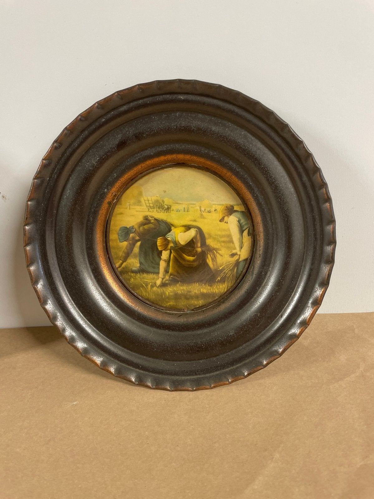 Set van 2 antieke ingelijste prenten - Boerenleven, Antiek en Kunst, Ophalen of Verzenden