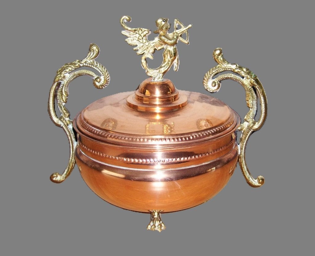 Cachepot in koper cupido., Antiek en Kunst, Antiek | Koper en Brons, Koper, Ophalen