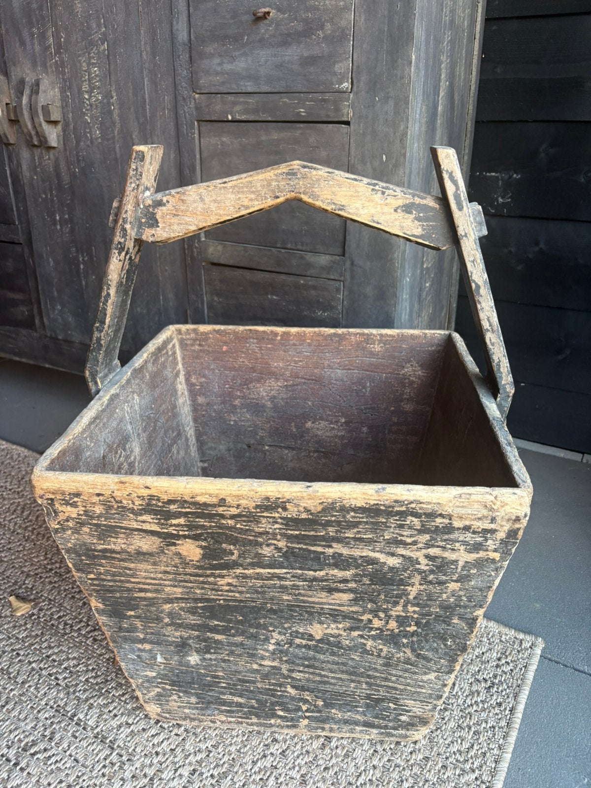 Houten bak, Ophalen, Zo goed als nieuw, Rechthoekig, Hout