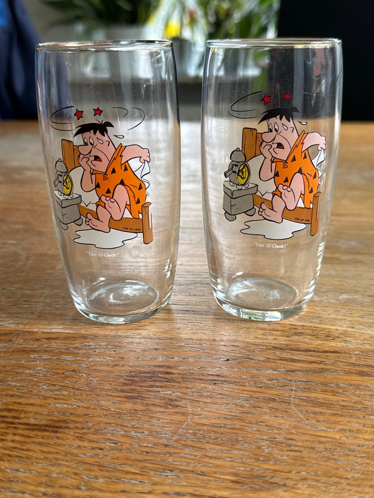 Vintage Flintstones glazen - Fred Flinstone - set van 2, Verzamelen, Ophalen of Verzenden, Overige figuren, Zo goed als nieuw