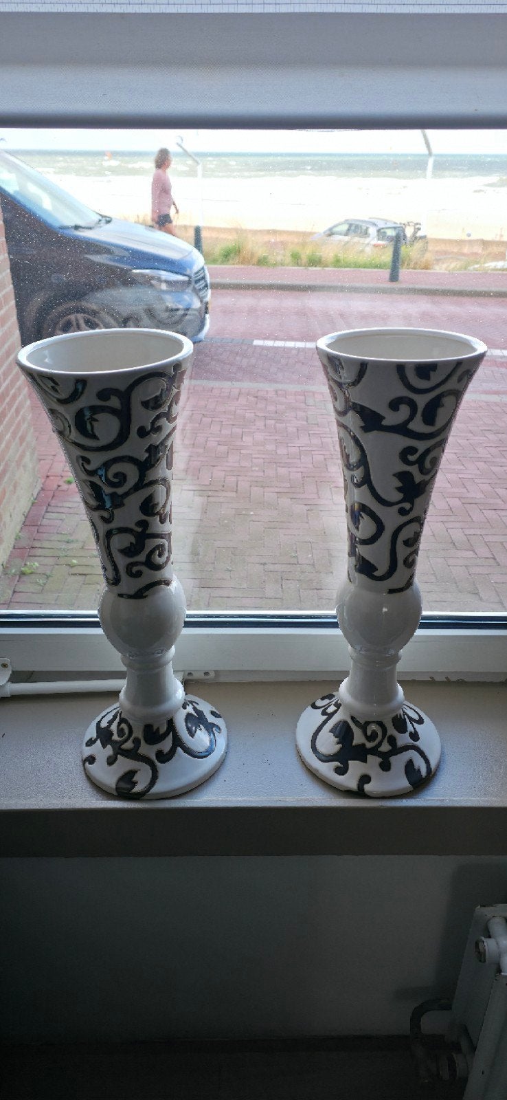 Todo Mundo Holland vazen, 73cm wit met zwart decor, Ophalen