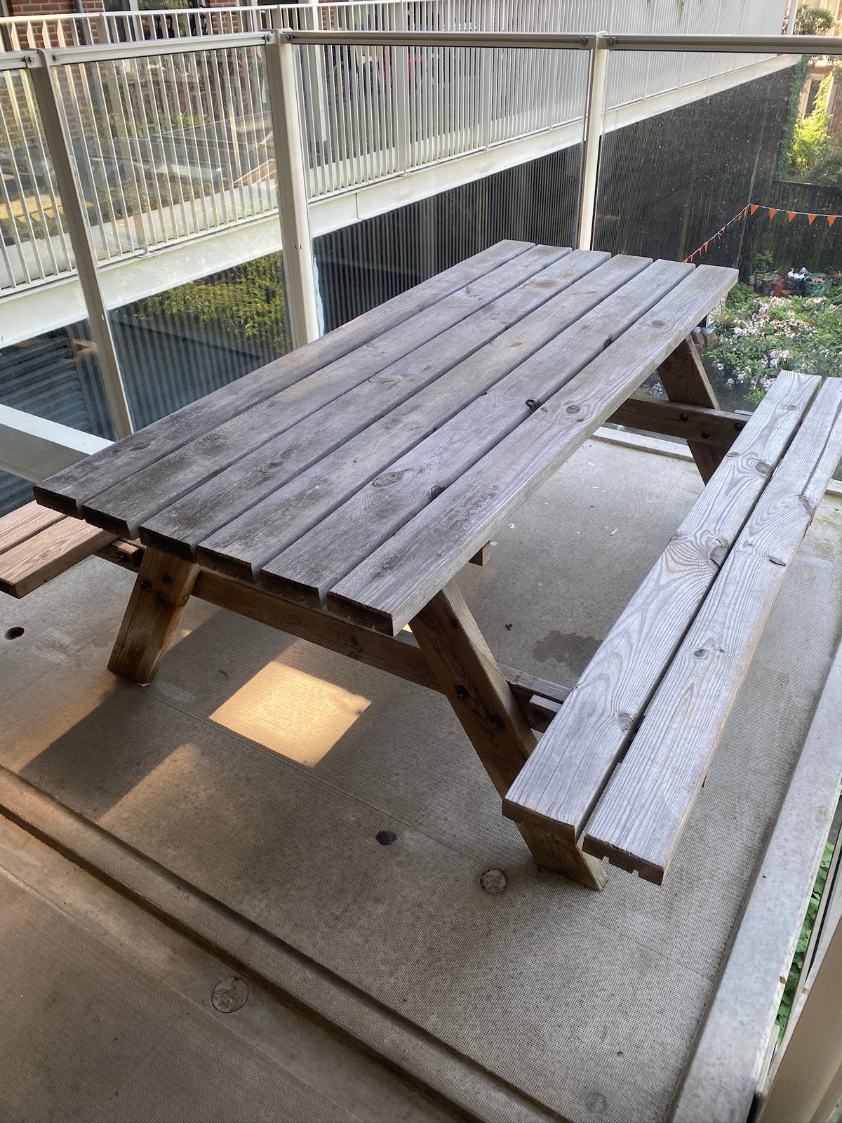 Wooden picknick table, Ophalen, Gebruikt, Rechthoekig, Hout