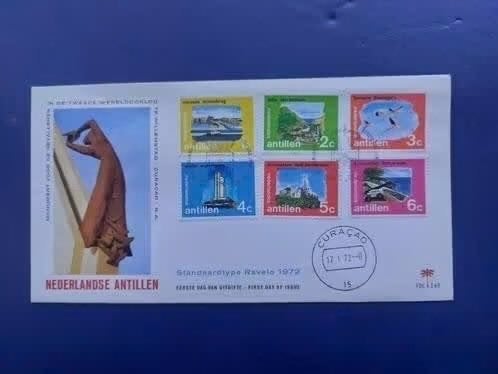 Postzegel NL Ned Antillen 1972 FDC 69 2e Wereldoorlog 17-07, Ophalen of Verzenden, Gestempeld