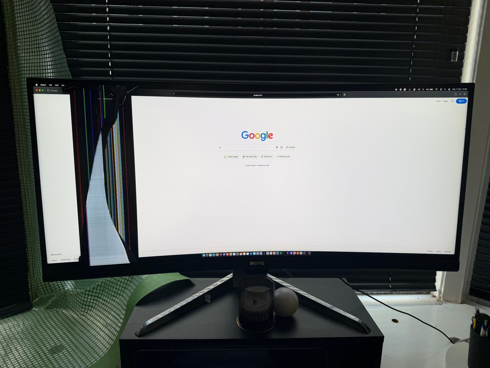 BenQ monitor met defect scherm - voor onderdelen/reparatie, Ophalen, Niet werkend