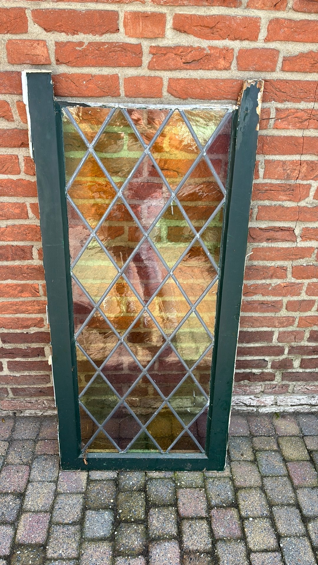 Glas in lood raam, Ophalen, Gevelraam of Ruit, Gebruikt, Minder dan 80 cm