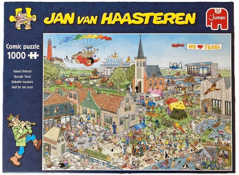 PUZZEL JAN VAN HAASTEREN RONDJE TEXEL 1000 STUKJES, Ophalen of Verzenden, 500 t/m 1500 stukjes, Zo goed als nieuw, Legpuzzel