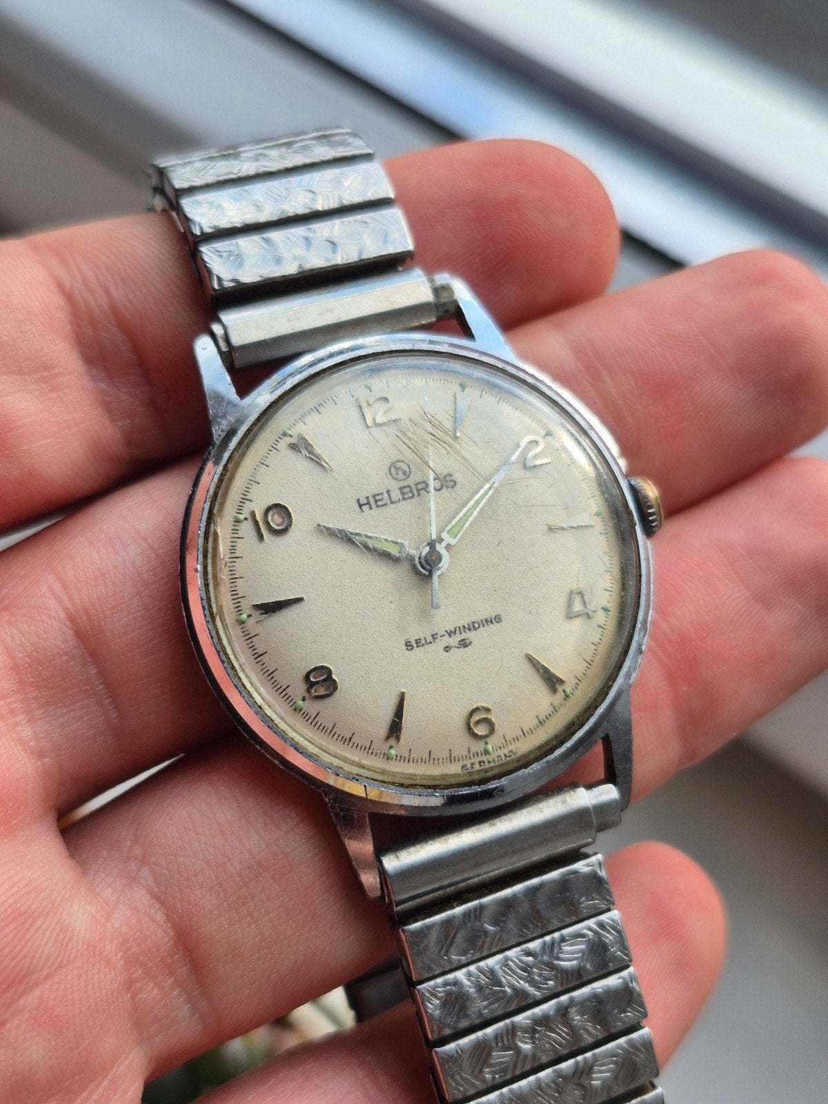 Helbros Self Winding Vintage - Made in Germany - Reparatie, Niet beschikbaar, Helbros Watch Company, Ophalen of Verzenden, Android