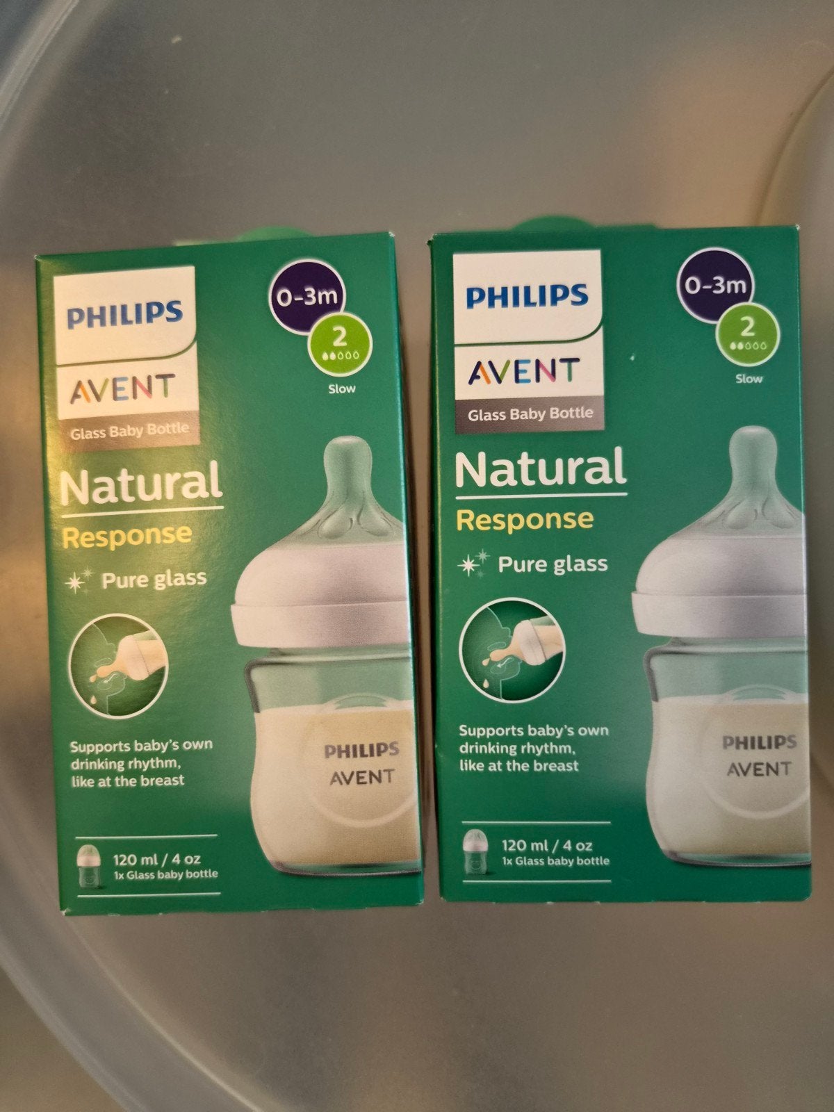 2x Philips Avent Natural Response glazen babyflessen (nieuw), Ophalen