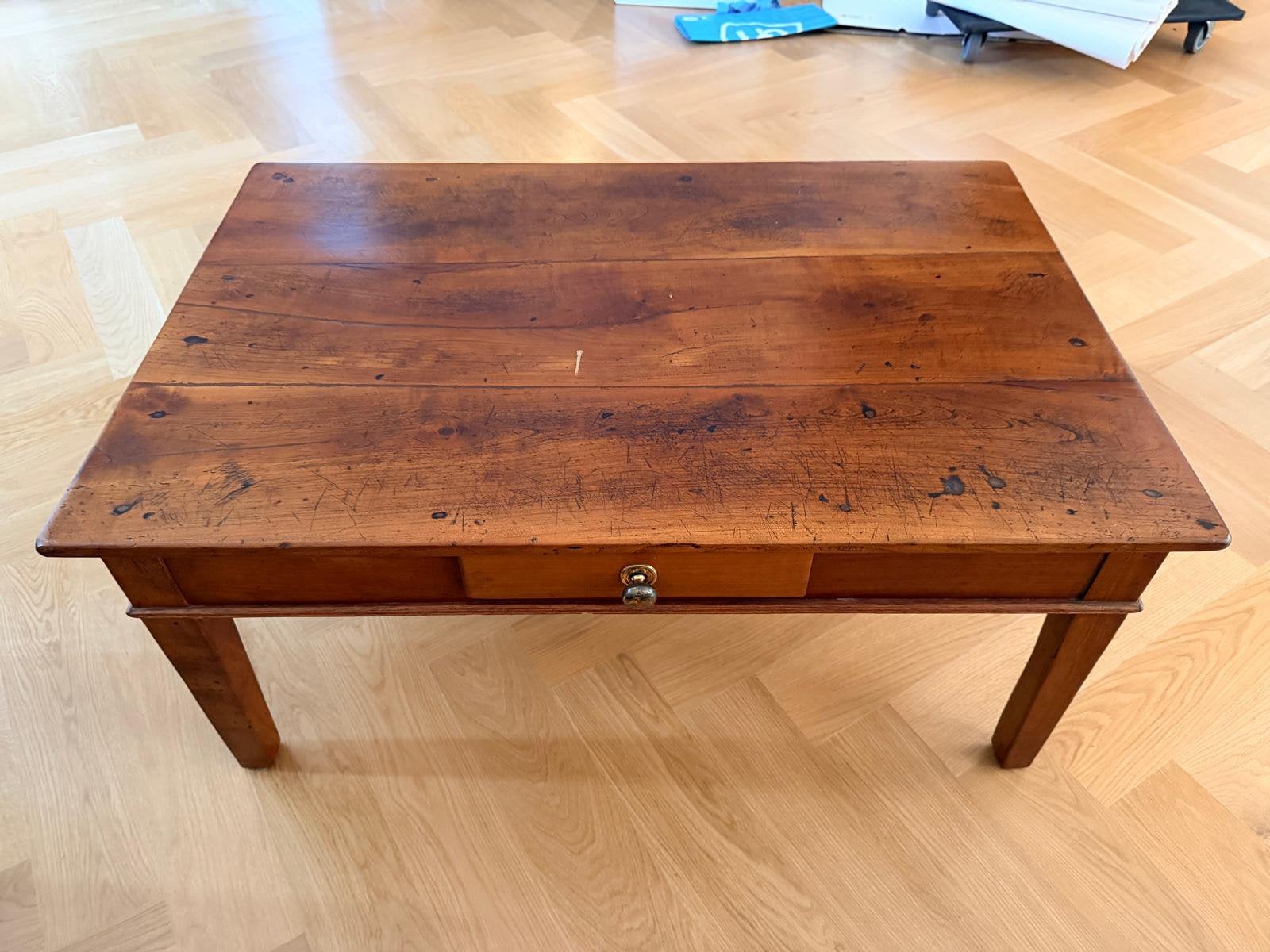 Antieke eikenhouten salontafel, 100 tot 150 cm, Zo goed als nieuw, Rechthoekig, 50 tot 100 cm