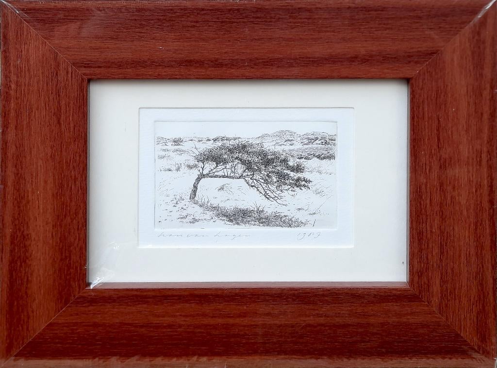 Duinlandschap - Kunstenaar: Han van Hagen, Antiek en Kunst, Ophalen, 26 cm, Ingelijst, Landschap