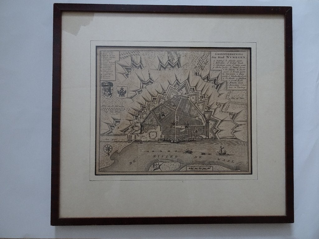 Gravure stadsplattegrond Nijmegen Isaac Tirion 1740, Cartografie, Ophalen of Verzenden, Gravure, Origineel