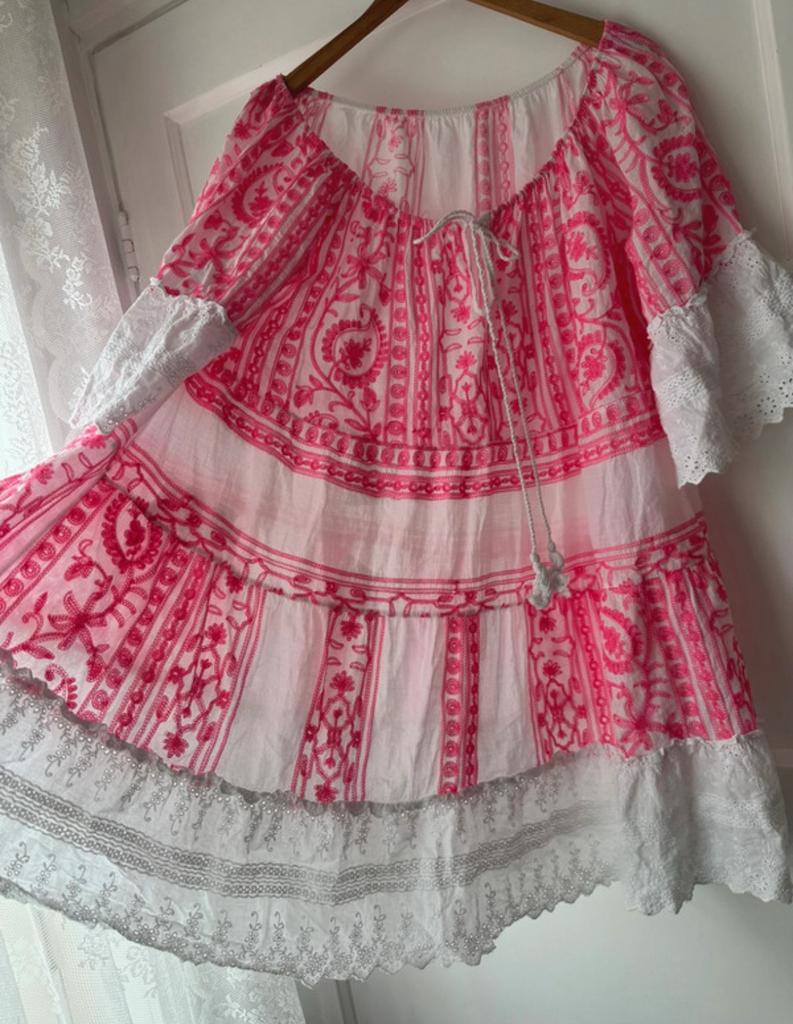 Zomers geborduurde broderie tuniek blouse top mini jurk XL, Ophalen of Verzenden, Zo goed als nieuw, Wit