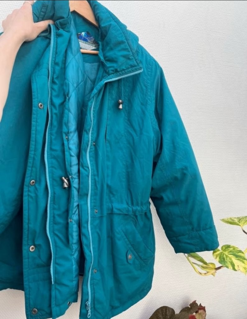 Vintage Jas Windbreaker Raincoat climate active, Kleding | Heren, Ophalen of Verzenden, Zo goed als nieuw, Maat 52/54 (L), Blauw