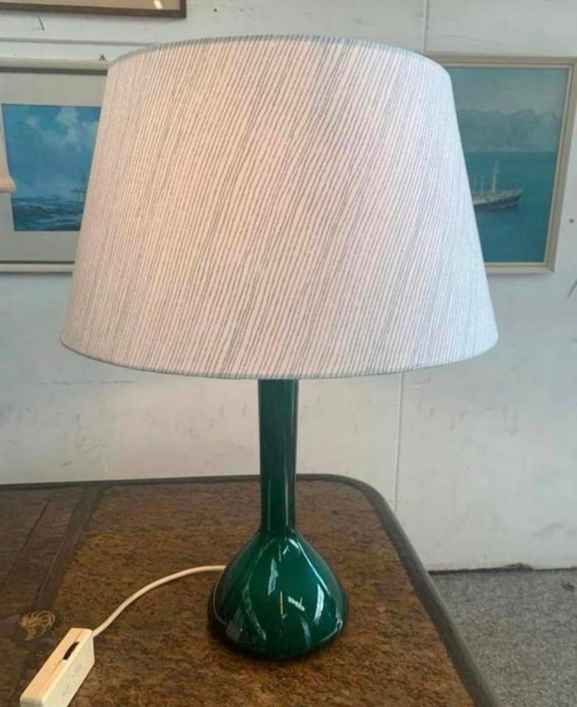 Lamp Deense Kastrup Holmegaard tafellamp groen glazen voet, Ophalen of Verzenden
